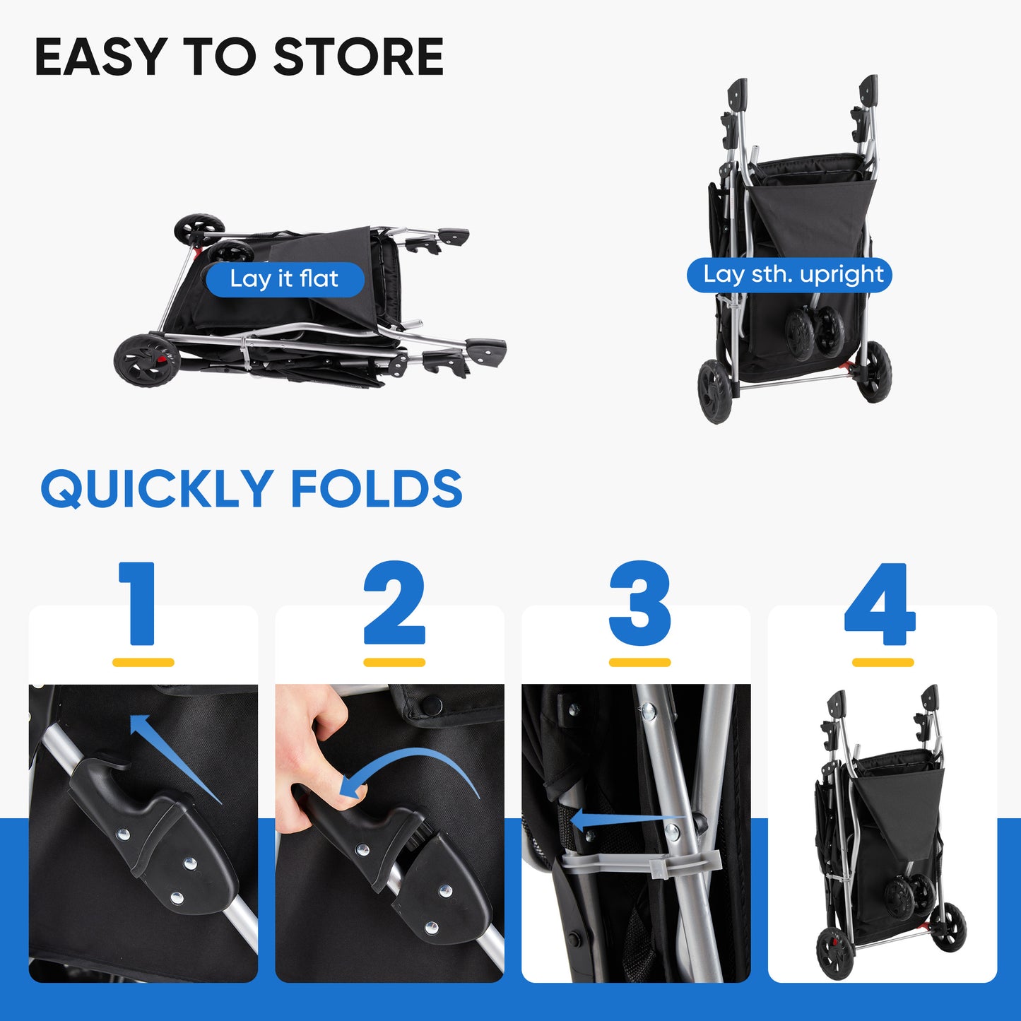 Foldable Pet Stroller for Cats and Dogs