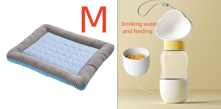 Blue Pet Cooling Pad Bed for Dogs & Cats - Soft Ice Silk Mat for Summer, Breathable & Comfortable