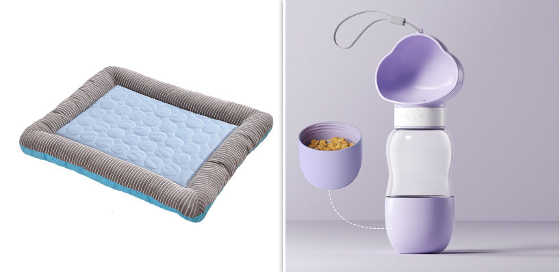 Blue Pet Cooling Pad Bed for Dogs & Cats - Soft Ice Silk Mat for Summer, Breathable & Comfortable